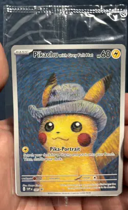 Pokemon Pikachu With Grey Felt Hat Van Gogh Promo SVP 085 2023 NM - NEW SEALED - Image 1
