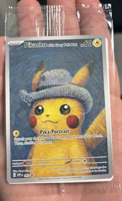 Pokemon Pikachu With Grey Felt Hat Van Gogh Promo SVP 085 2023 NM - NEW SEALED - Image 2