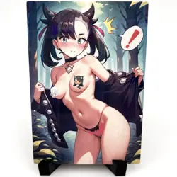 PokeGirl Marnie Sexy Anime Waifu Girl Doujin Lewd Goddess Story Holo Art Card - Image 1