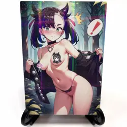 PokeGirl Marnie Sexy Anime Waifu Girl Doujin Lewd Goddess Story Holo Art Card - Image 2