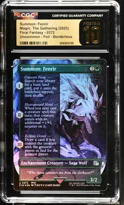 SUMMON: FENRIR Final Fantasy Borderless Foil CGC Pristine 10 MTG [Nostalgium] - Image 1