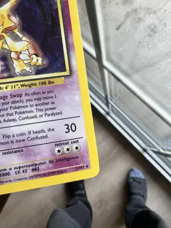 Pokemon TCG Alakazam Base Set Holo Card 1/102 Unlimited Rare - Image 4