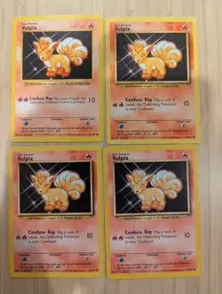 Set of 4 ERROR Base Set 68/102 Vulpix Pokemon HP 50 - Image 1