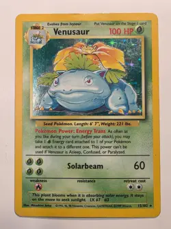 1999 Pokemon Base Set Venusaur Holo #15/102 – Unlimited – Vintage WOTC HP - Image 1