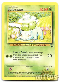 Bulbasaur 44/102 Common Base Set Unlimited Pokemon MP - Image 1