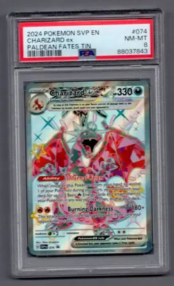 PSA 8 NEAR MINT Charizard ex 074 BLACK STAR PROMO PALDEAN FATES Pokemon Card - Image 1