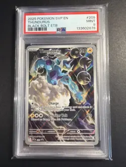 2025 POKEMON SVP BLACK BOLT ETB PROMO #209 THUNDURUS PSA 9 - Image 1