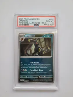 Umbreon Masterball 059/131 PSA 10 - 2025 Pokemon Prismatic Evolutions (1828) - Image 1