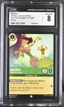 2023 Disney Lorcana DEMO Megara - Pulling the Strings 87/204 CGC 8 NM/Mint - Image 1