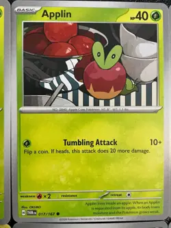 x9 Applin Dipplin Appletun pokemon cards 🍎🥧🐛 Cute Adorable mix lot - Image 3