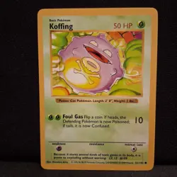 1999 Koffing Pokemon Base Set Shadowless 51/102 Vintage Original 1st Year Card - Image 1