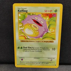 1999 Koffing Pokemon Base Set Shadowless 51/102 Vintage Original 1st Year Card - Image 3