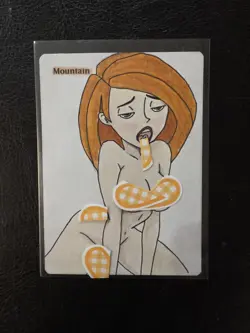 Magic MTG Altered Mountain / Land Card | Hand Painted & Color Anime Girl - Image 1