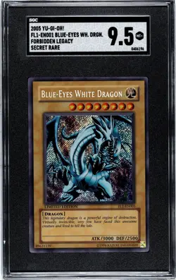 SGC 9.5 Yu-Gi-Oh Blue-Eyes White Dragon FL1-EN001 Secret Rare Card - Image 1