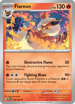 Flareon (136/165) [Scarlet & Violet 151] Lightly Played Holofoil Pokemon TCG - Image 1