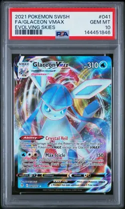 Pokemon Glaceon VMAX 041/203 SWSH07: Evolving Skies Holo PSA 10 - Image 1