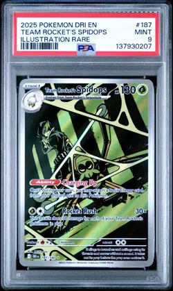 2025 POKEMON DRI EN-ILLUSTRATION RARE #187 TEAM ROCKET'S SPIDOPS PSA 9 - Image 1