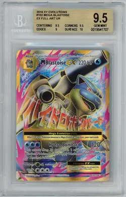 MEGA M BLASTOISE EX 2016 Pokemon XY Evolutions #102/108 Full Art BGS 9.5 - Image 1