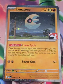 Pokemon TCG Prize Pack Stamped Cosmo Holo Lunatone 074/132 NM - Image 1