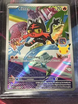 Litten MEP 044 Pokemon First Partner Illustration Black Star Promo Full Art MINT - Image 1