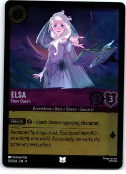#53/204 Elsa - Snow Queen Uncommon Amethyst COLD FOIL 2024 Disney Lorcana Fabled - Image 1