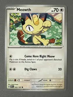 Pokemon TCG * Scarlet & Violet 151 Card * 052/165 Meowth Common * FRESH PK - Image 1