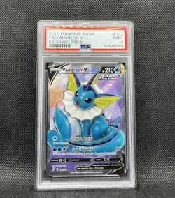 Vaporeon V 172/203 PSA 9 Mint 2021 SWSH Evolving Skies Pokemon Card TCG - Image 1