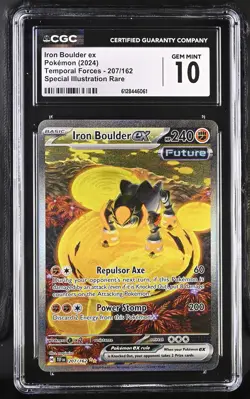 CGC 10 Iron Boulder ex 207/162 SIR Temporal Forces Pokemon Card - Image 1