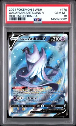 2021 POKEMON SWORD & SHIELD CHILLING REIGN FULL ART/GALARIAN ARTICUNO V PSA 10 - Image 1