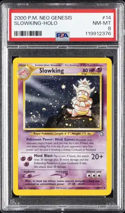 2000 POKEMON NEO GENESIS #14 SLOWKING-HOLO PSA 8 - Image 1
