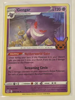 Pokemon TCG Gengar Lost Origins 066/196 Holo Rare Trick Or Trade Event - Image 1