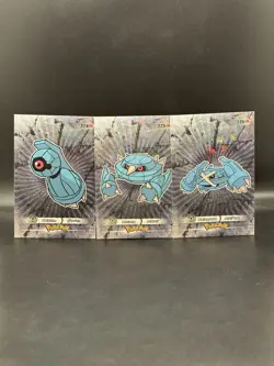 Beldum Metang Metagross Database 3 Cracked Ice Holo Hoenn Pokemon - Image 1