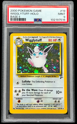 Pokemon TCG Pokemon Wigglytuff Base Set 2 Holo Rare PSA 9 - Image 1