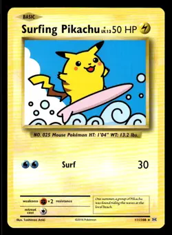 Pokemon TCG Evolutions #111/108 Surfing Pikachu NM - Image 1