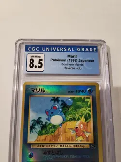 1999 Pokemon Japanese Marill Southern Islands Reverse Holo Graded CGC 8.5 WOTC - Image 2