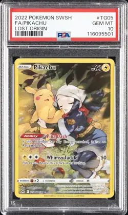 2022 POKEMON SWORD & SHIELD LOST ORIGIN #TG05 FULL ART/PIKACHU PSA 10 - Image 1