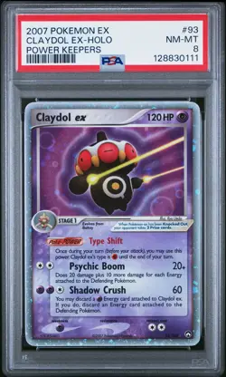 2007 POKEMON EX POWER KEEPERS #93 CLAYDOL EX-HOLO PSA 8 - Image 1