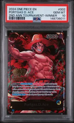 One Piece ST13-002 Portgas Ace 2nd Anniversary Tournament Winner Promo PSA 10 - Image 1