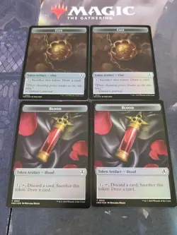 Mtg. 4x Blood / Clue Double-Sided Tokens. Foil. Innistrad Remastered. Nm - Image 1