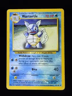 Wartortle 42/102 Pokemon Card TCG Base Set Unlimited Non Holo MP - Image 1