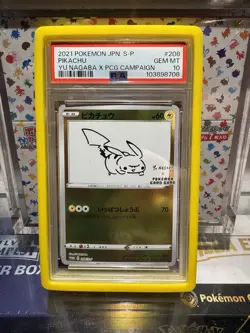 PSA 10 Pikachu 208/S-P Yu Nagaba X PCG Campaign Promo Pokemon Card 2021 Japanese - Image 1