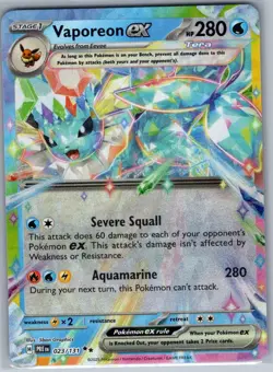 Vaporeon ex 023/131 SV: Prismatic Evolutions - Pokemon Card - NM - Image 1