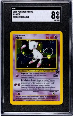 Mew Vintage 2000 WOTC Black Star Promo #9 Holo League Pokemon Card SGC Graded 8 - Image 1