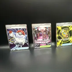 Pokemon Trainer Holo Lot (3 Cards) Switch, Battle Cage, Mega Signal TCG - Image 1