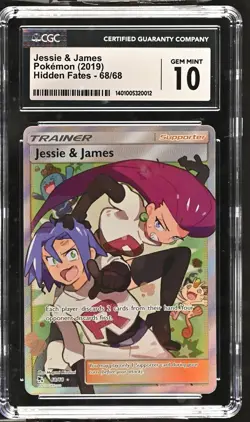 Jessie & James CGC 10 2019 Hidden Fates #68/68 Pokemon Graded Card Gem Mint - Image 1