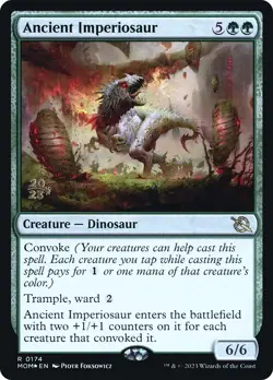MTG Ancient Imperiosaur [March of the Machine Prerelease Promos] Foil Near Mint - Image 1