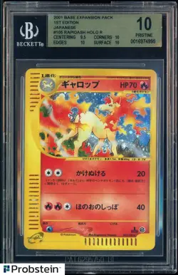 2001 Pokemon Base Expansion Pack 1st Edition JPN #105 Rapidash Holo BGS 10 POP 1 - Image 1