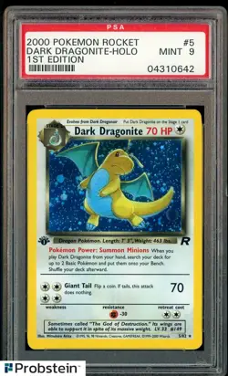 2000 Pokemon Rocket 1st Edition #5 Dark Dragonite Holo PSA 9 MINT - Image 1
