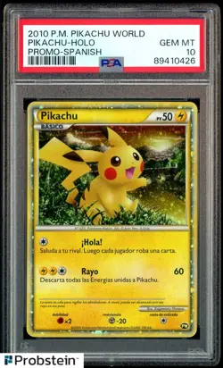 2010 Pokemon Pikachu World Promo Spanish Pikachu Holo PSA 10 GEM MINT - Image 1