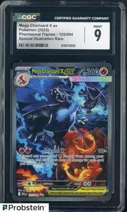 2025 POKEMON PFL EN-PHANTASMAL FLAMES #125 MEGA CHARIZARD X EX SIR CGC 9 - Image 1